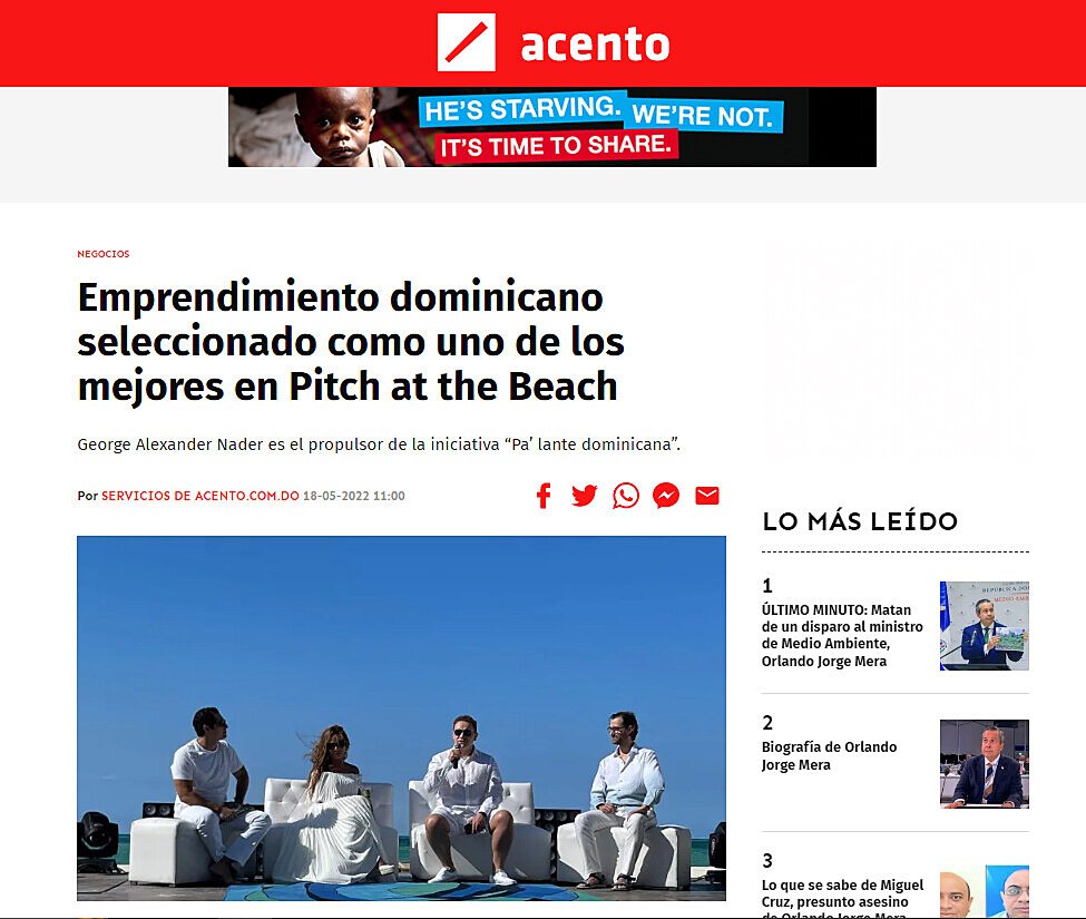 Emprendimiento dominicano seleccionado como uno de los mejores en Pitch at the Beach